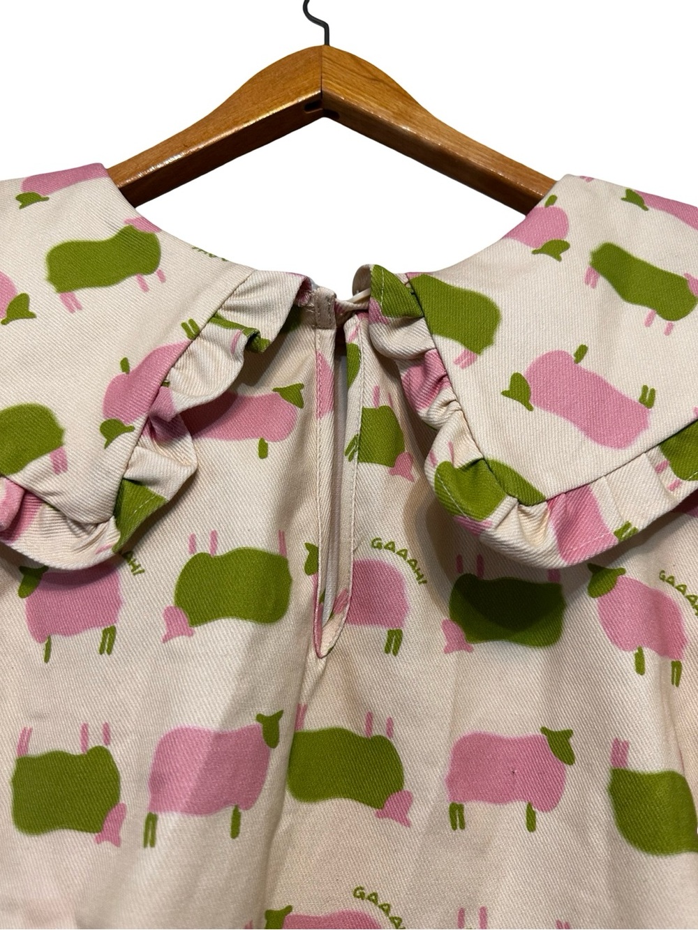 NWT Lisa Says Gah Sheep Print Short Sleeve Shirt 2XL Peter Pan Collar Pink Green - Picture 9 of 16